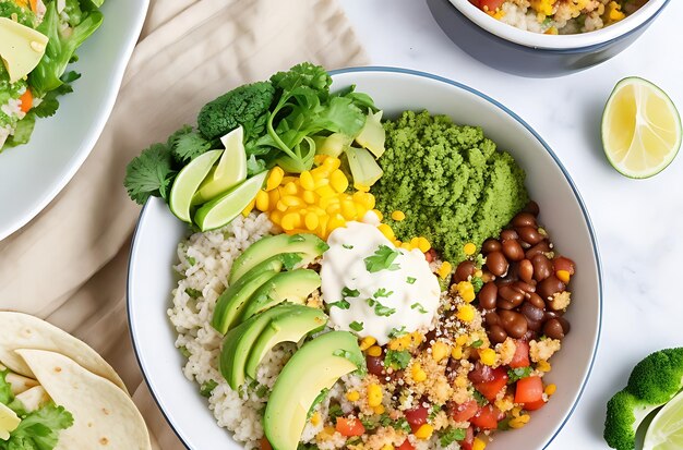 Cauliflower Rice Burrito Bowl vegano