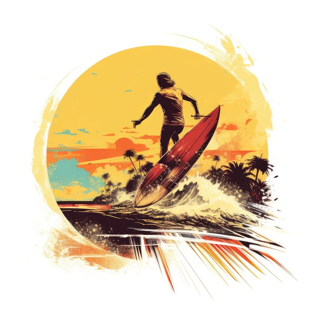 Cavalcare le onde Un viaggio nostalgico attraverso la cultura dei surfisti d'estate su una spiaggia bianca
