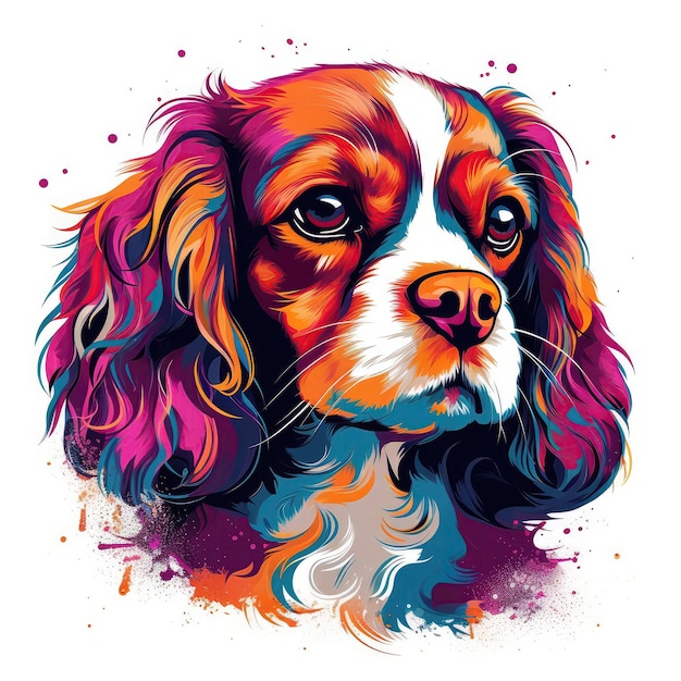 Cavalier King Charles Spaniel cane su sfondo bianco Logo AI generativa