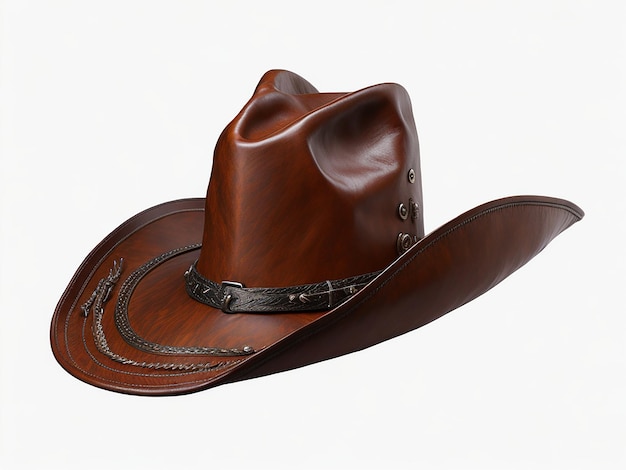 cavaliere di rodeo cappello da cowboy in pelle marrone isolato su sfondo trasparente e bianco