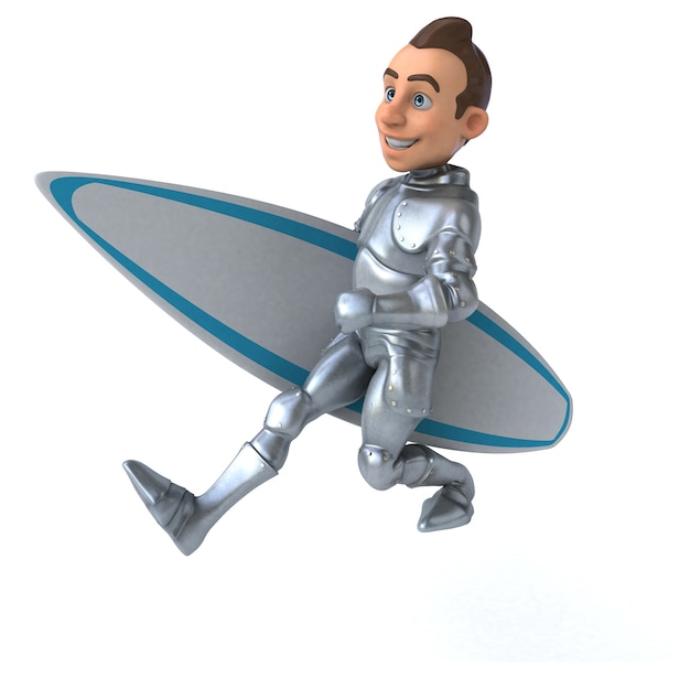 Cavaliere divertente del fumetto 3D surf