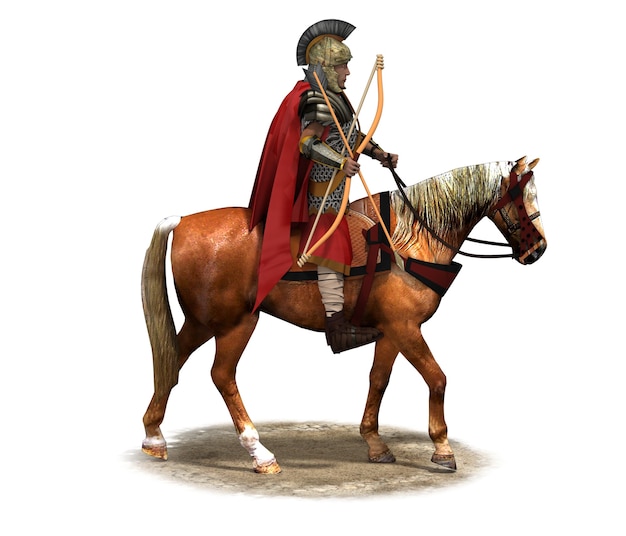 cavaliere guerriero a cavallo 3D rendering illustrazione 3D