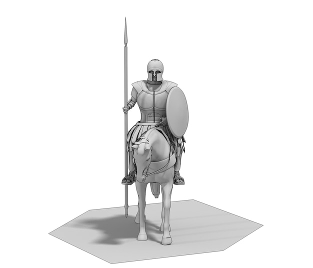 cavaliere guerriero a cavallo rendering 3D