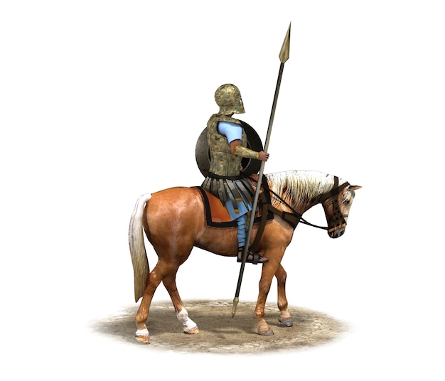 cavaliere guerriero a cavallo rendering 3D