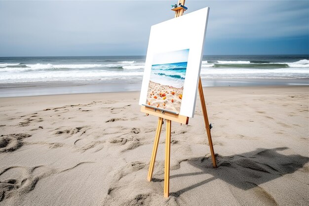 Cavalletto con tela sulla spiaggia