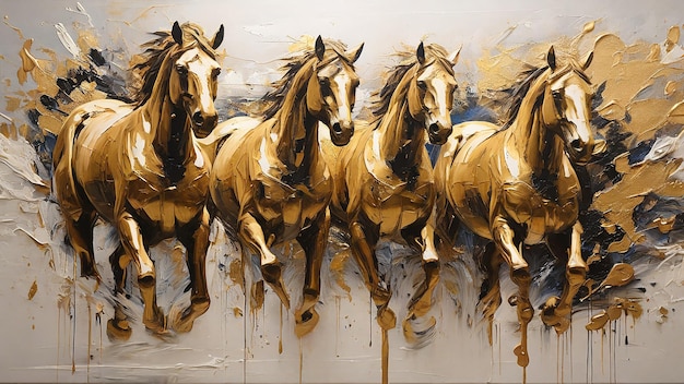 Cavalli in corsa pittura a olio su tela pittura a tratto grande pittura murale pittura a parete