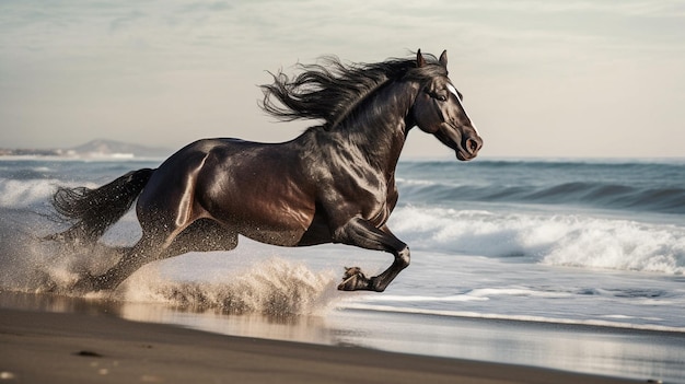 Cavallo che corre in spiaggia