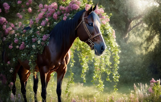 Cavallo con fiori