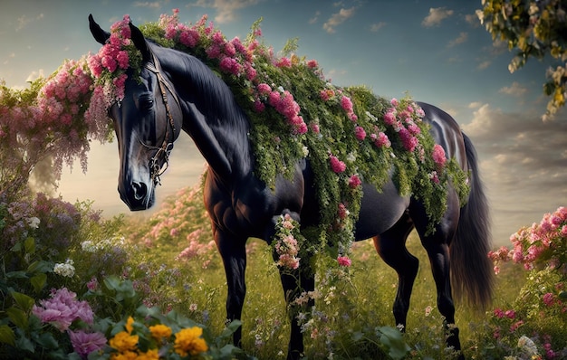 Cavallo con fiori