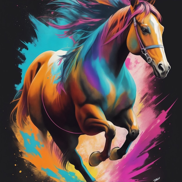 cavallo con graffiti colorati