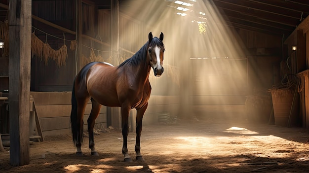 Cavallo di fieno nel fienile