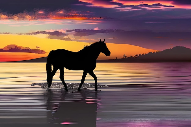 Cavallo e tramonto