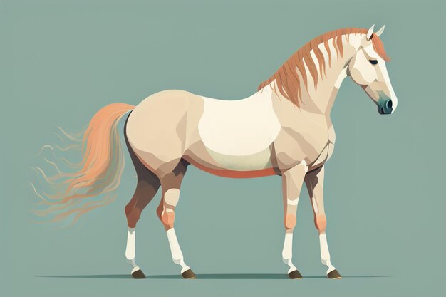 Cavallo marrone e bianco in piedi Illustrazione vettoriale generativa