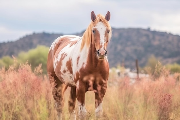 Cavallo marrone e bianco in una foresta nativa