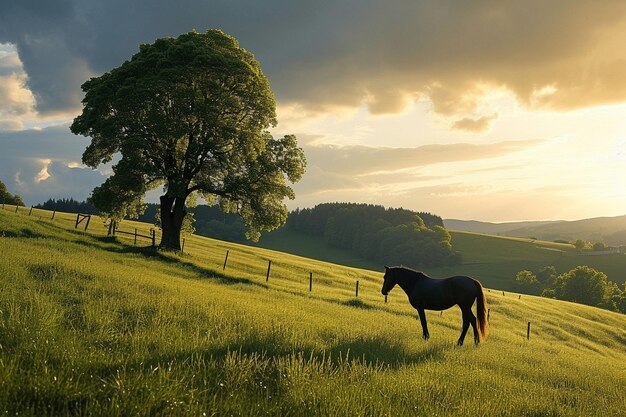 Cavallo nel campo estivo