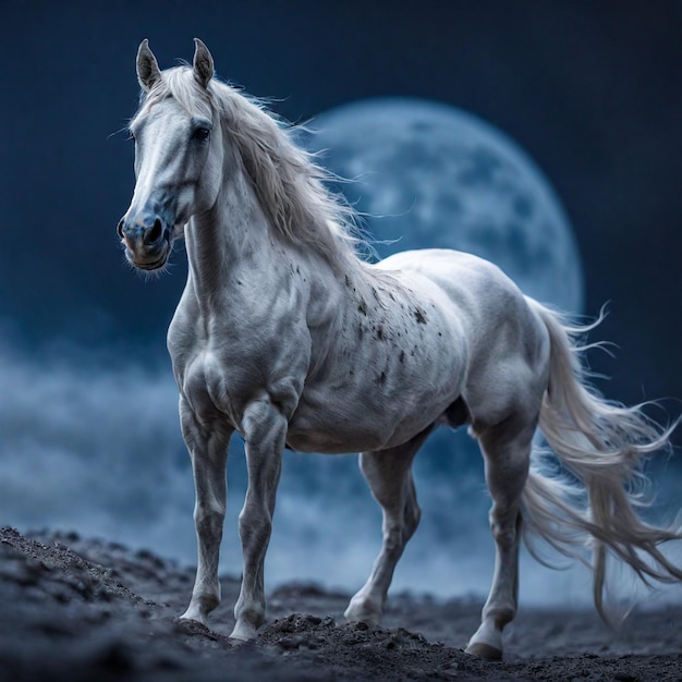 Cavallo sullo sfondo della luna