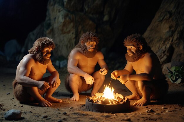 Caveman Culinary Discovery Cartoon Torta di fuoco
