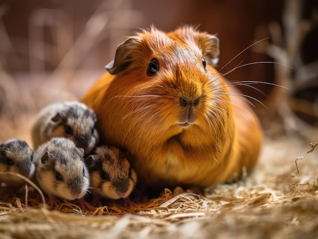 Cavia adulta con intelligenza artificiale generativa dei bambini