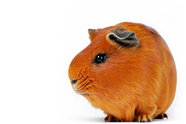 Cavia su sfondo bianco e spazio per il testo