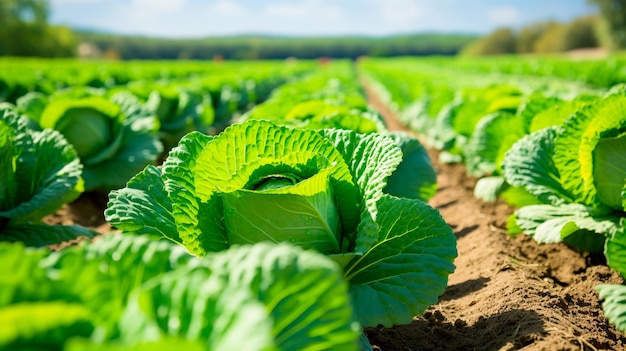 cavolo verde biologico in una serra agricoltura concetto di cibo sano IA generativa