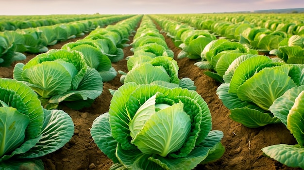 cavolo verde biologico in una serra agricoltura concetto di cibo sano IA generativa