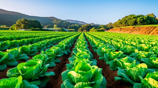 cavolo verde biologico in una serra agricoltura concetto di cibo sano IA generativa