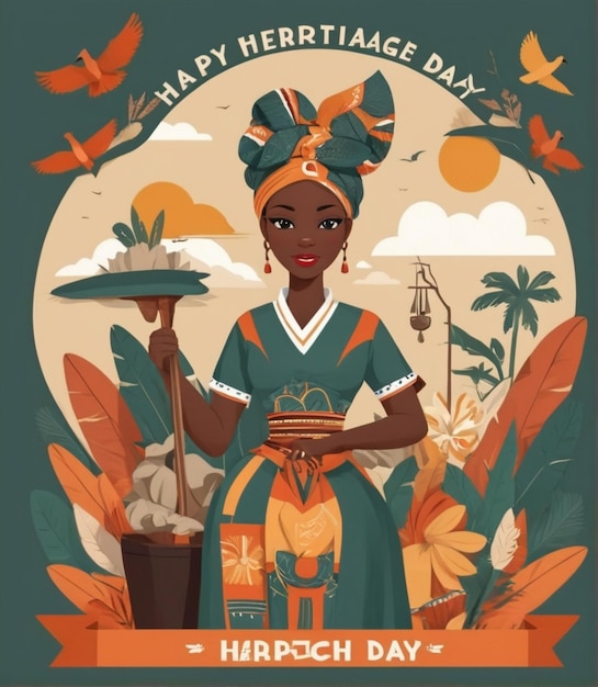 Celebra la Giornata del Patrimonio con una splendida illustrazione gratuita di Vector Flat Design in Sudafrica