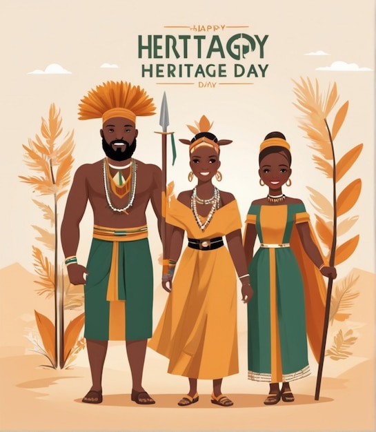 Celebra la Giornata del Patrimonio con una splendida illustrazione gratuita di Vector Flat Design in Sudafrica