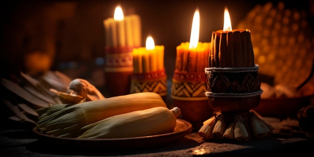 Celebrando la festa della presentazione Natura morta con candele per Dia de la Candelaria