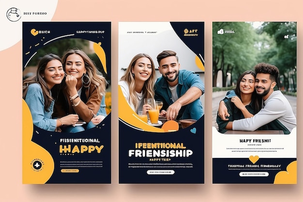 Celebrare insieme la Giornata Internazionale dell'Amicizia con i migliori amici Facebook e Instagram Story Template