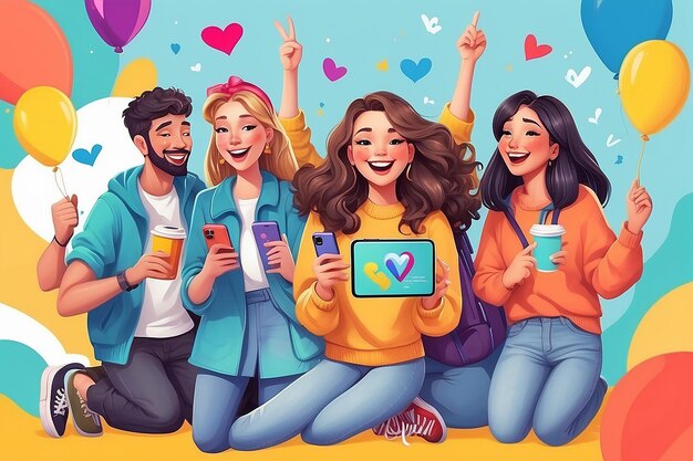 Celebrare la giornata internazionale dell'amicizia felice con i migliori amici insieme modello di storia Facebook e Instagram