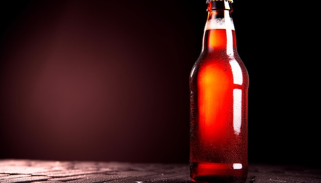 Celebrazione assetata birra fresca che si versa in un bicchiere pulito sul tavolo generato dall'intelligenza artificiale