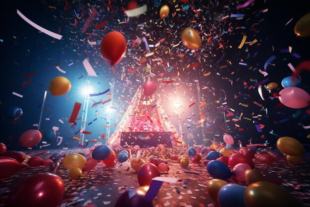 Celebrazione con l'esplosione dei confetti con la festa ha 00125 02