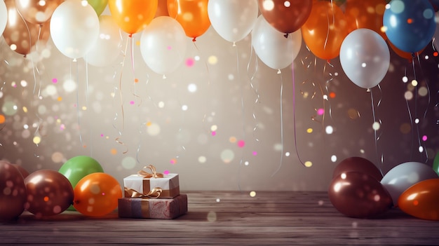 celebrazione con palloncini festivi e streamers AI Generato