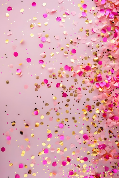 Celebrazione dei confetti rosa e dorati