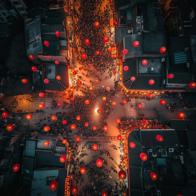 Celebrazione del Capodanno cinese vista dal drone