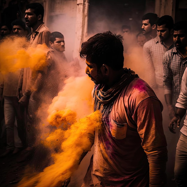 Celebrazione del falò di Holi generativa AI