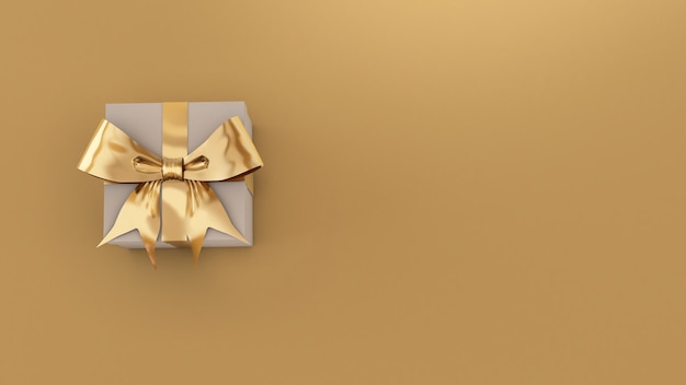 Celebrazione del festival della scatola regalo dorata,confezione regalo di natale dorata su sfondo oro3D render