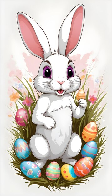 Celebrazione del giorno di Pasqua del coniglio vector carino