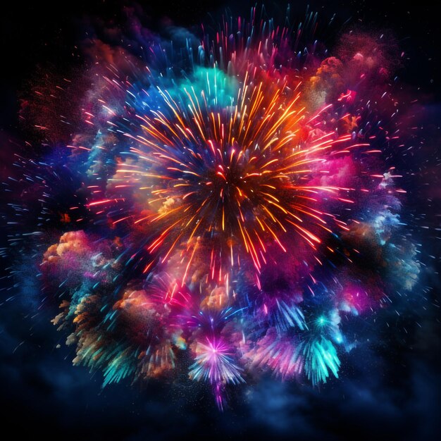 Celebrazione dell'anno nuovo sfondo colorato di fuochi d'artificio