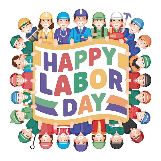 Celebrazione della Festa del Lavoro su sfondo bianco