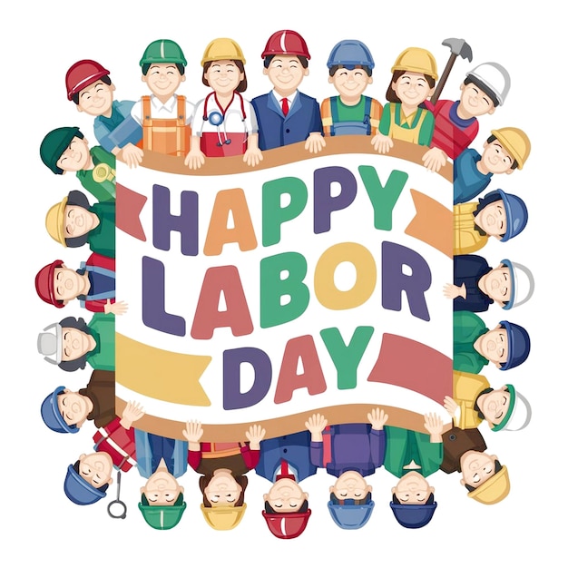 Celebrazione della Festa del Lavoro su sfondo bianco