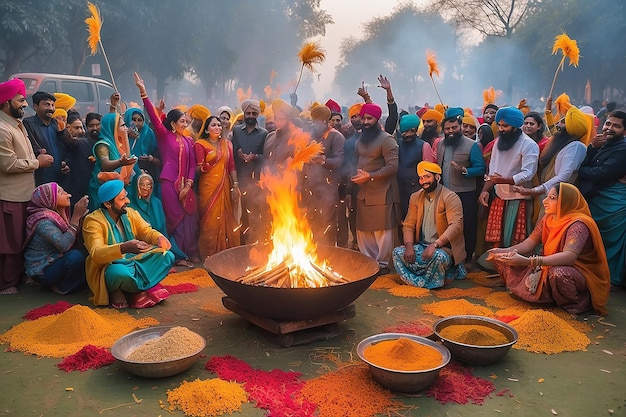 Celebrazione della festa di Lohri in India