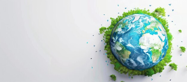 Celebrazione della Giornata della Terra Concetto della Giornada Mondiale dell'Ambiente su sfondo bianco