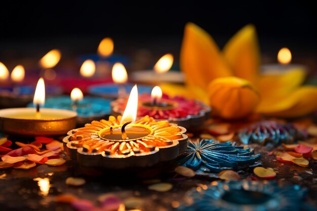 Celebrazione di Diwali con spazio per testo o saluti Copia lo spazio e il concetto di Diwali