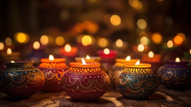 Celebrazione di Diwali lampade di argilla di Diwali