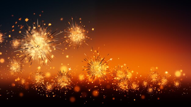 Celebrazione di fuochi d'artificio colorati sullo sfondo del cielo luminoso