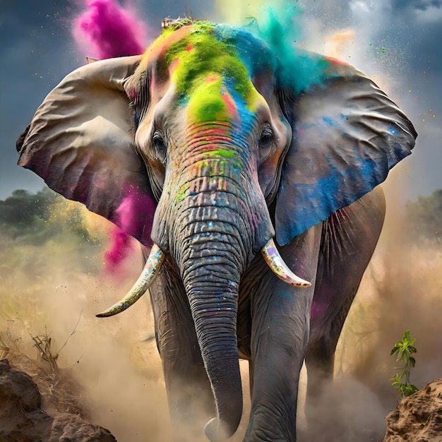 Celebrazione di Holi Elephant