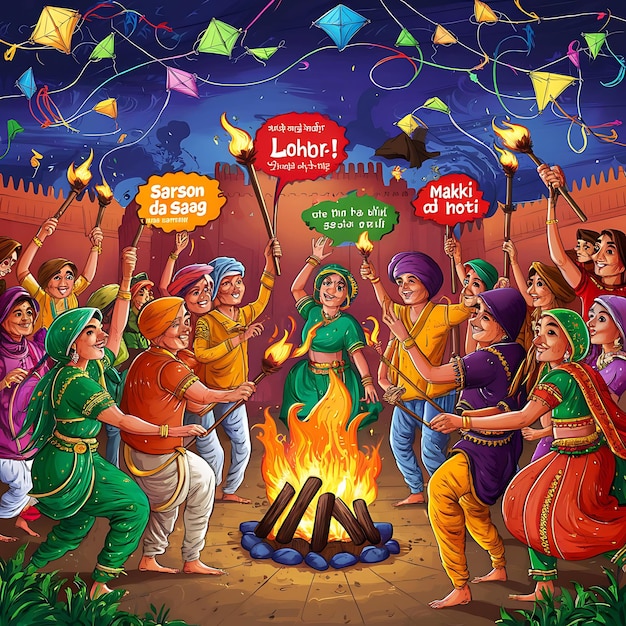 Celebrazione di Lohri in India AI generativa