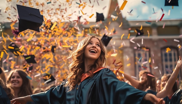 Celebrazione educazione laurea lancio tappo di laurea